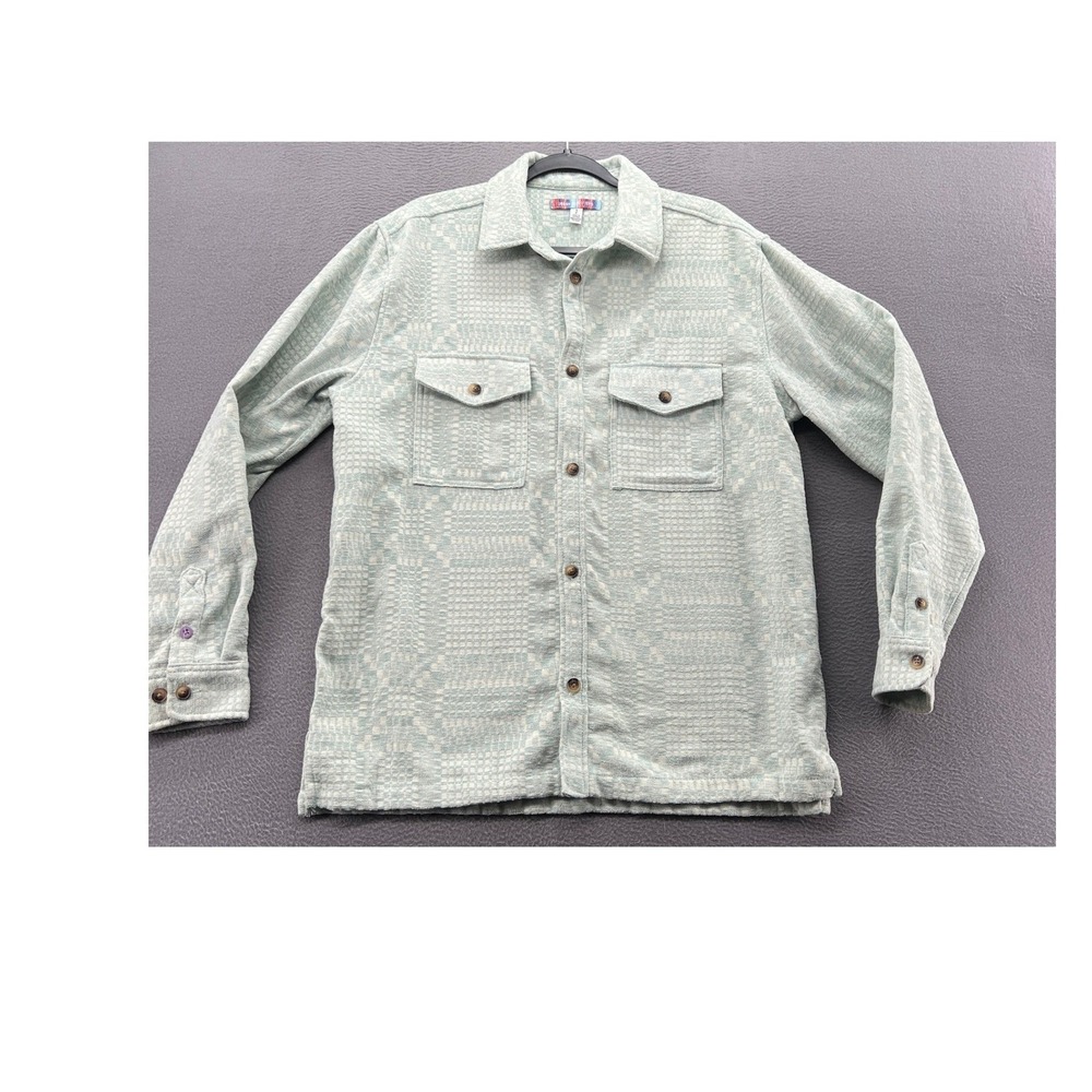 Urban Outfitters Shirt Mens S Chenille Check Over Mint Textured Button Down